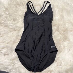 Speedo one piece black swim suit size 12